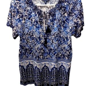 LUCKY BRAND Navy Blue Blouse. Very Boho Vibe in a Size S/P.